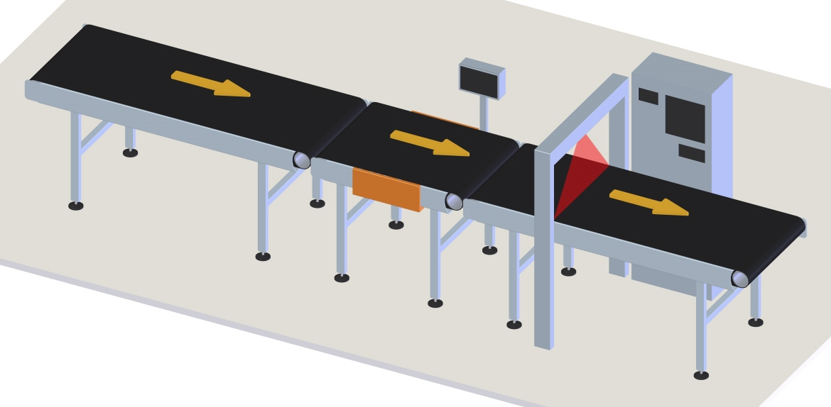 A number of conveyors are used in the system to check weight, dimensions & labels (bar codes) of the parcels.