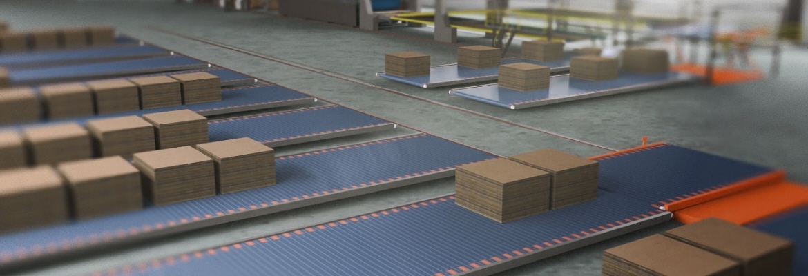 El transporte de las pilas desde la banda apiladora puede realizarse mediante bandas que aumenten la eficacia y reduzcan los desperdicios y el riesgo de lesiones de trabajadores.