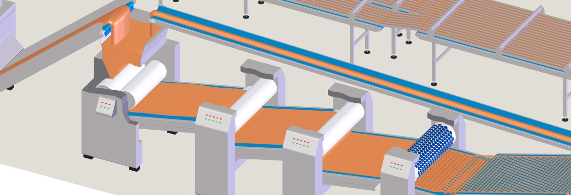 Det här processteget, som säkerställer regelbunden degtjocklek, kräver högkvalitativ bandprestanda för enkel, mjuk överföring mellan lamineringsstationer.